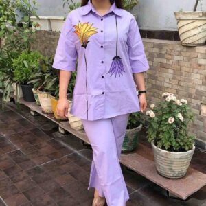 Co-ord Set with embroidery flower art