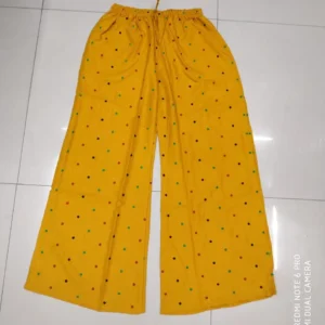 Globus Women Floral Lace Hem Design Wide Leg Ethnic Palazzos