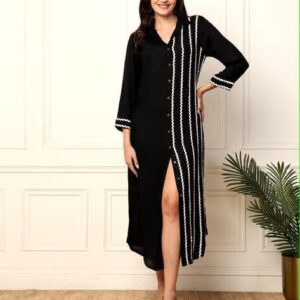 Botton Down Front Slit Maxi Dress