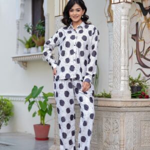 Elegant Polka Satin Co-ord Set