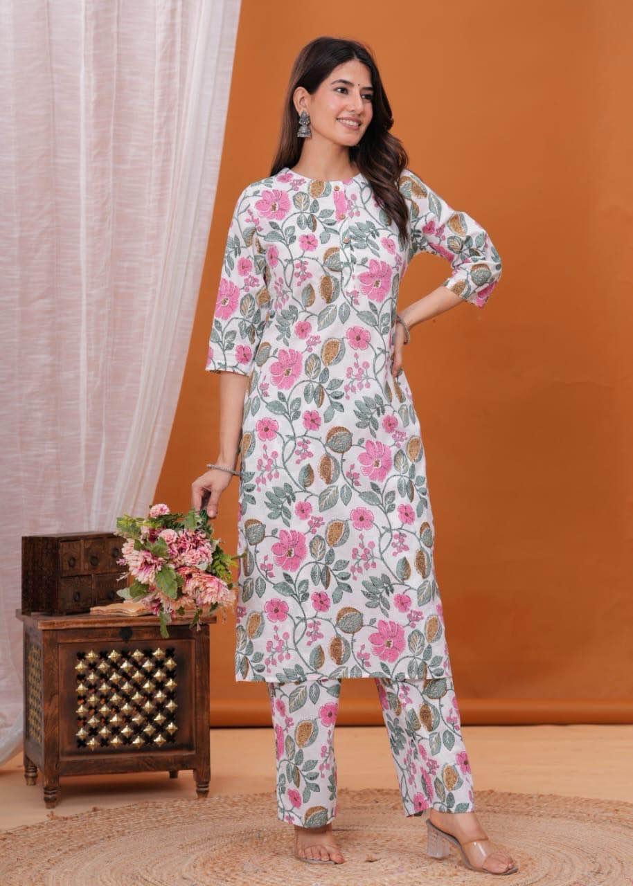 Women's Cotton Blend Printed Straight Kurta with Palazzo Set - Image 5