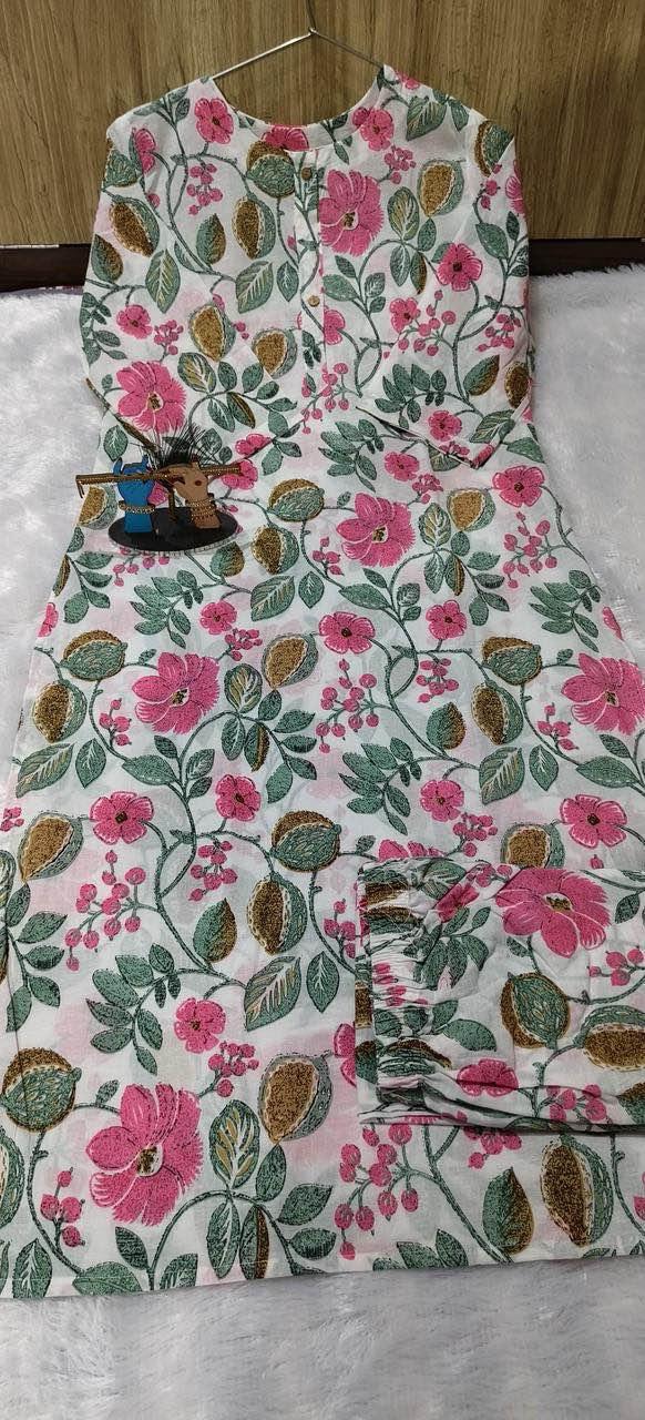 Women's Cotton Blend Printed Straight Kurta with Palazzo Set - Image 7